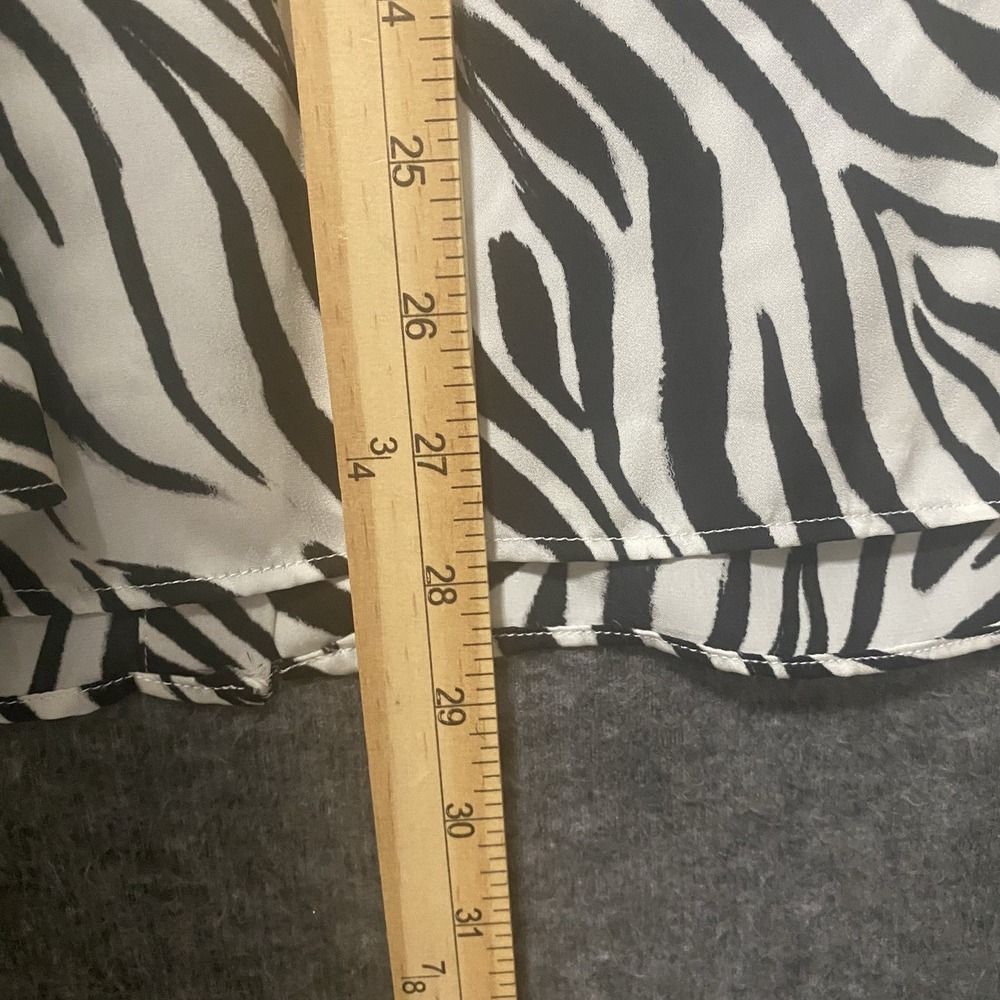 Rose Olive Top Women 2X Black White Zebra Print Button Band‎ Collar Tunic Flowy - Picture 6 of 8